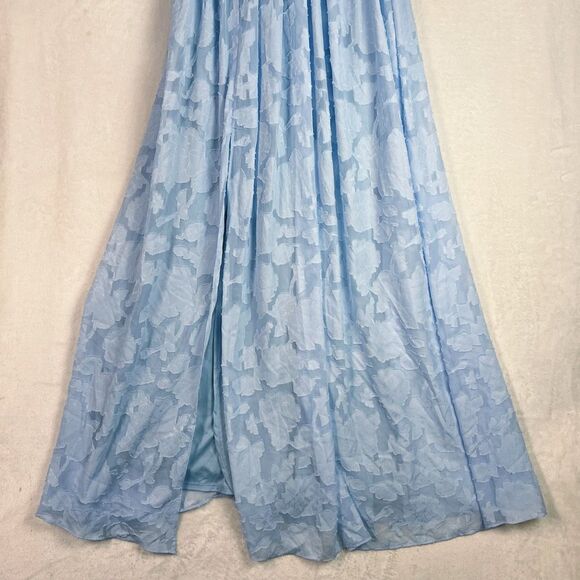 Lulus Sweet Sophistication Light Blue Burnout Floral Maxi Dress Size S NWT - Picture 8 of 15